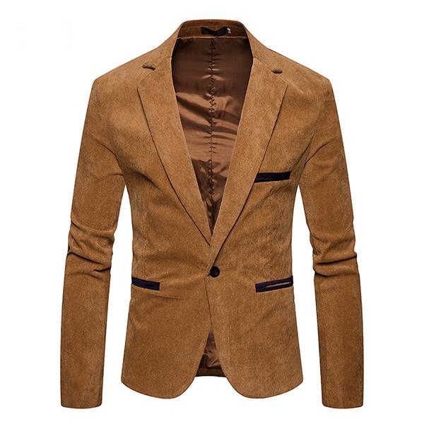 Casual Contrast Lapel Corduroy Blazer