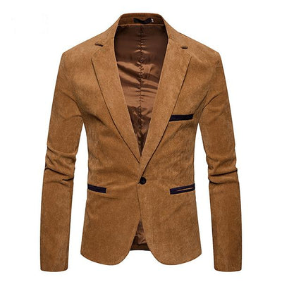 Casual Contrast Lapel Corduroy Blazer