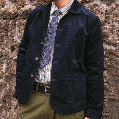 Men's Retro Corduroy Lapel Single Breasted Casual Jacket