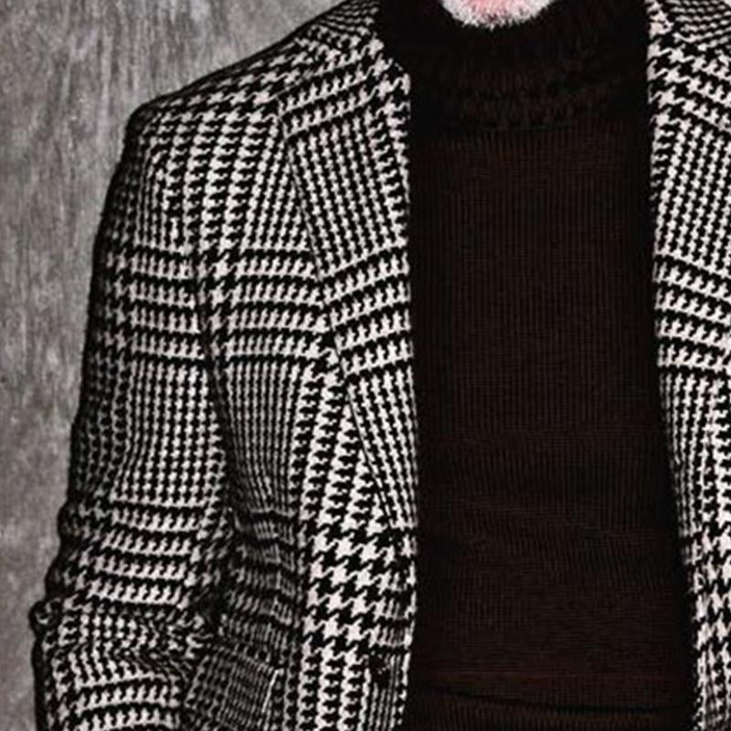 Vintage Black and White Plaid Two-button Blazer