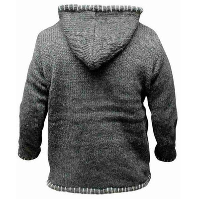 Men's Contrast Pullover Hooded Long Sleeve Knit Sweater 91376193M