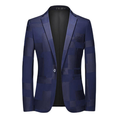 Vintage Print Slim Fit One Button Blazer