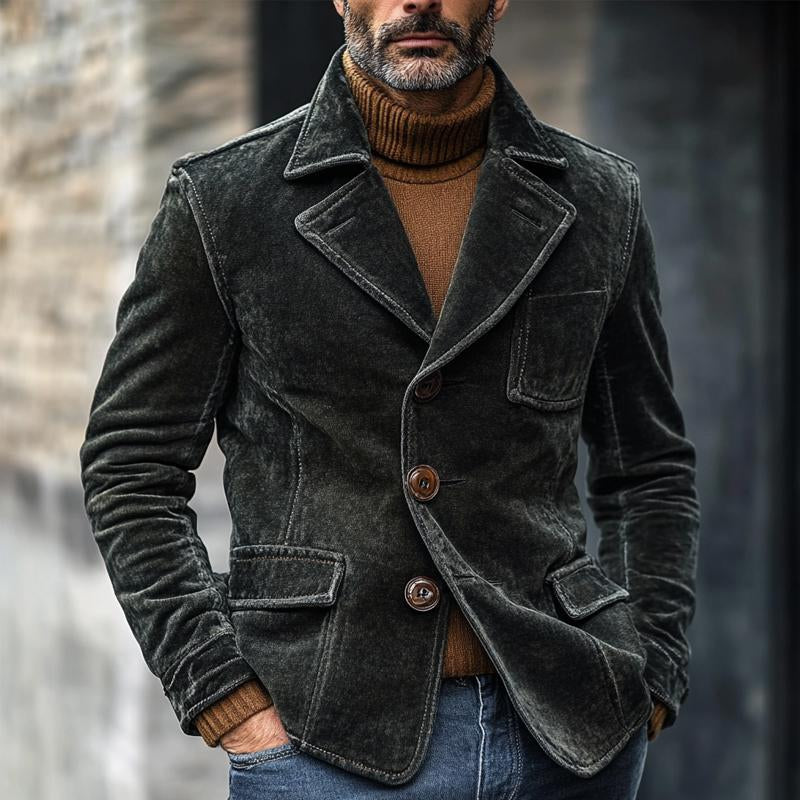 Solid Velvet Single Breasted Blazer