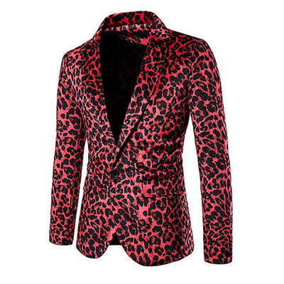 Men's Leopard Print Single Button Blazer 98661062X