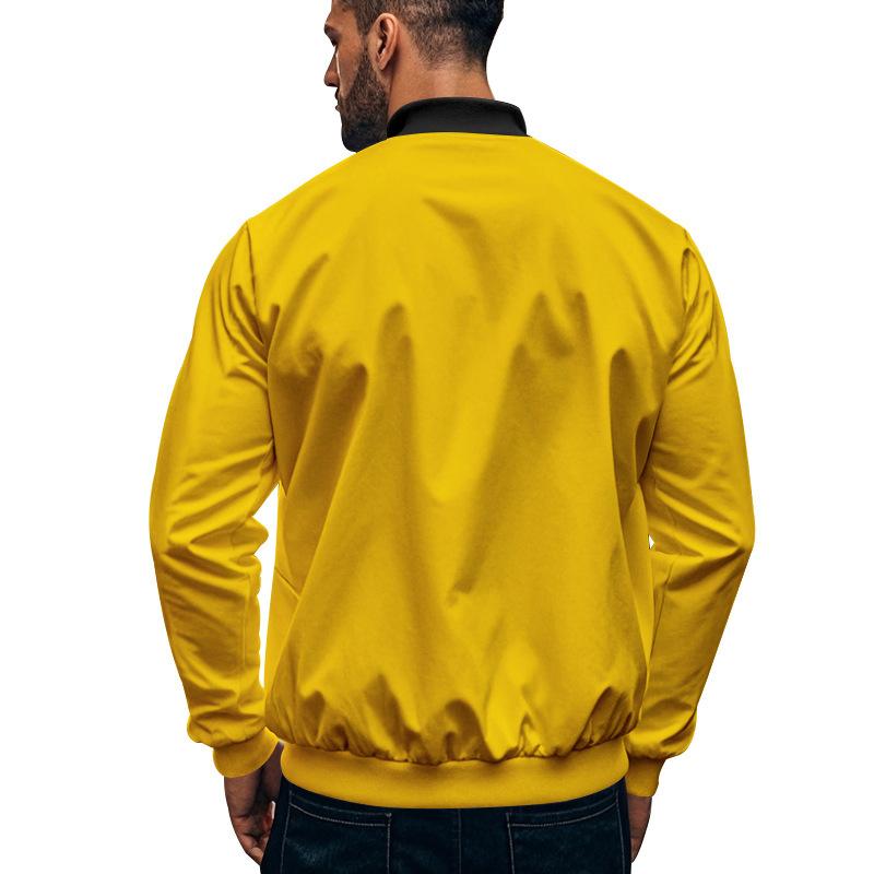 Men's Contrast Color Casual Zipper Baseball Jacket