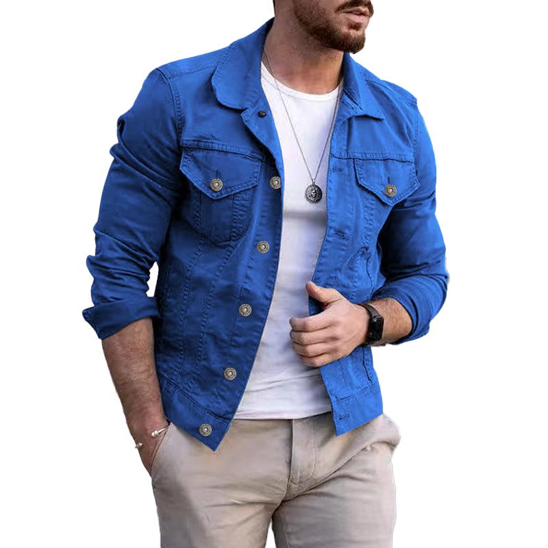 Men's Casual Slim Fit Multi-pocket Lapel Work Jacket
