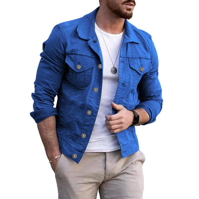 Men's Casual Slim Fit Multi-pocket Lapel Work Jacket