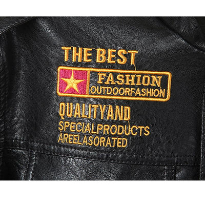 Men's Embroidered Leather Motorcycle Jacket