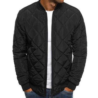 Men's Padded Stand Collar Solid Color Thermal Padded Jacket