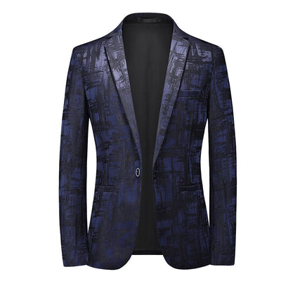 Vintage Print Slim Fit One Button Blazer