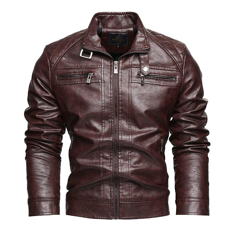 Men's American Retro Leather Motorcycle Jacket