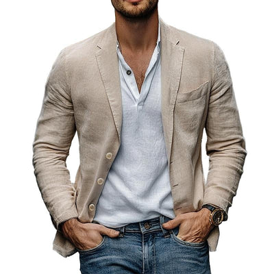 Cotton and Linen Casual Button Blazer