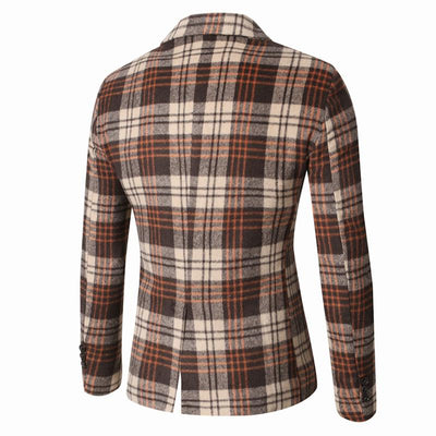 Autumn and Winter Lapel Thickened Plaid Blazer