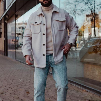 Men's Solid Lapel Button Jacket