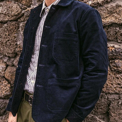 Men's Retro Corduroy Lapel Single Breasted Casual Jacket