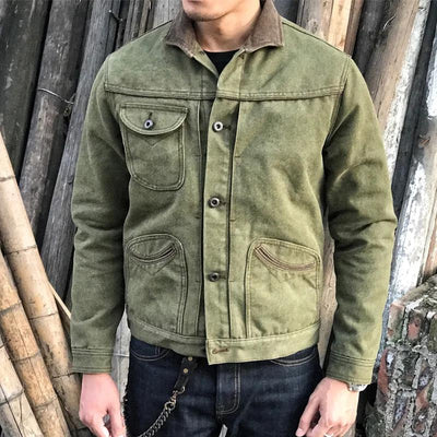 Men's Retro Motorcycle Lapel Single Breasted Jacket