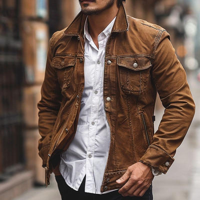 Men's Vintage Denim Lapel Jacket