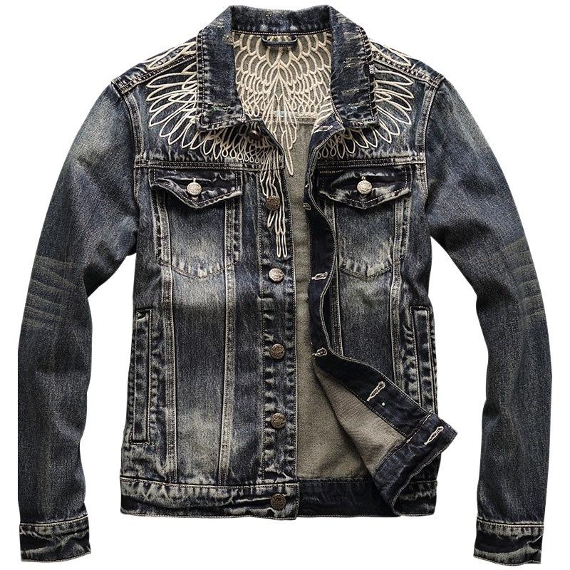 Men's Vintage Denim Embroidered Jacket