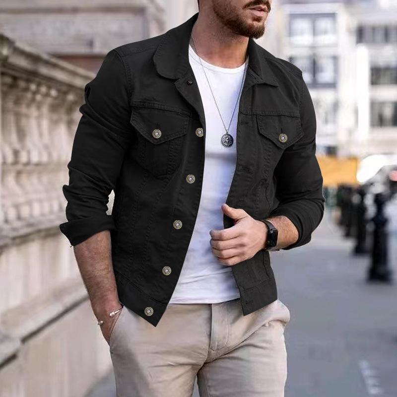 Men's Casual Slim Fit Multi-pocket Lapel Work Jacket