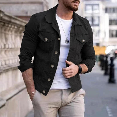 Men's Casual Slim Fit Multi-pocket Lapel Work Jacket