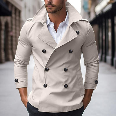 Men's Double-breasted Mid-length Windbreaker 33637519X