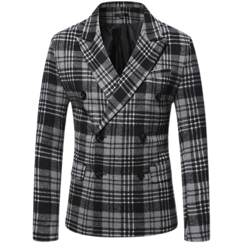 Autumn and Winter Lapel Thickened Plaid Blazer