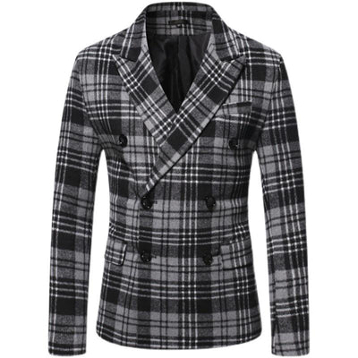 Autumn and Winter Lapel Thickened Plaid Blazer