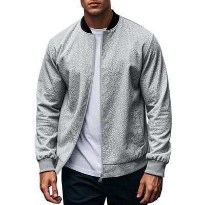 Men's Contrast Color Casual Zipper Baseball Jacket
