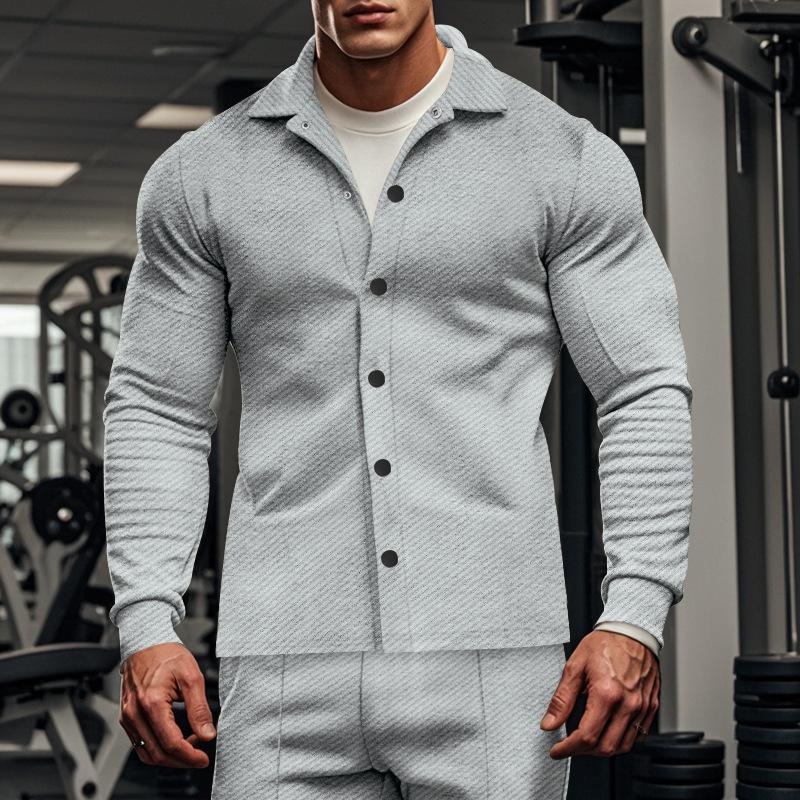 Men's Casual Twill Lapel Single Breasted Long Sleeve Shirt Jacket