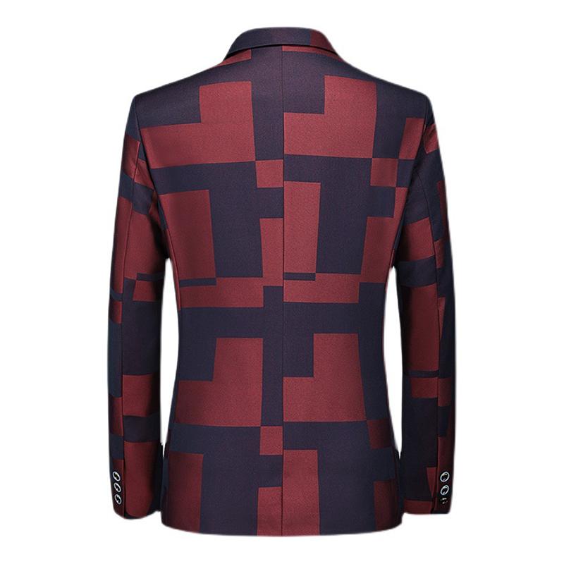 Vintage Print Slim Fit One Button Blazer