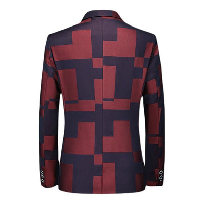 Vintage Print Slim Fit One Button Blazer