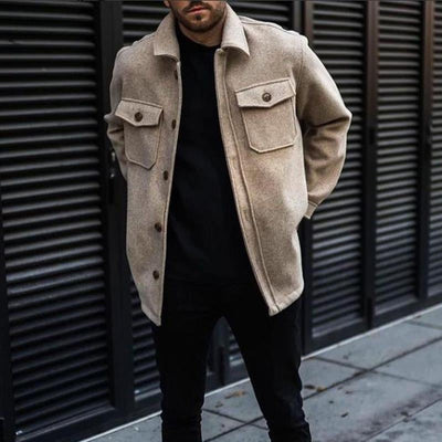 Men's Solid Lapel Button Jacket