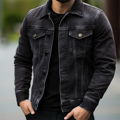 Men's Vintage Fit Lapel Single Breasted Denim Jacket