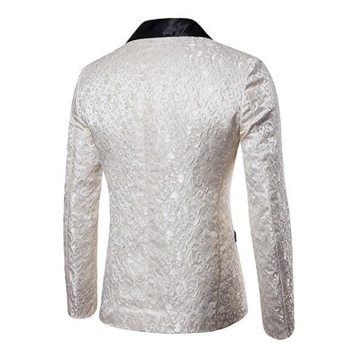 Vintage Jacquard Lapel One Button Blazer