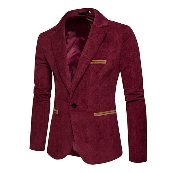 Casual Contrast Lapel Corduroy Blazer
