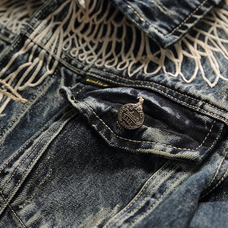 Men's Vintage Denim Embroidered Jacket