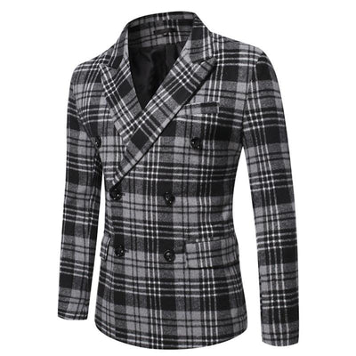 Autumn and Winter Lapel Thickened Plaid Blazer