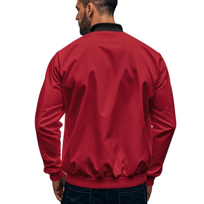 Men's Contrast Color Casual Zipper Baseball Jacket