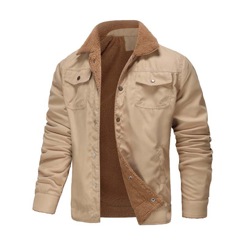 Men's Classic Casual Fleece Cotton Multi-Pocket Botton Jacket