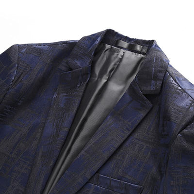 Vintage Print Slim Fit One Button Blazer