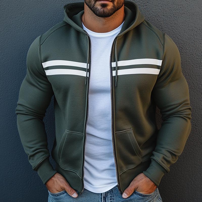 Men's Retro Casual Colorblock Sports Hooded Jacket