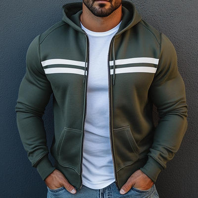 Men's Retro Casual Colorblock Sports Hooded Jacket