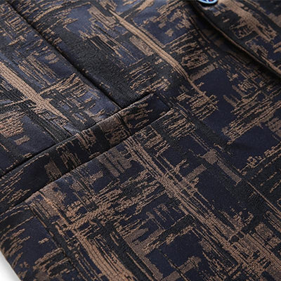 Vintage Print Slim Fit One Button Blazer