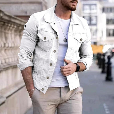 Men's Casual Slim Fit Multi-pocket Lapel Work Jacket