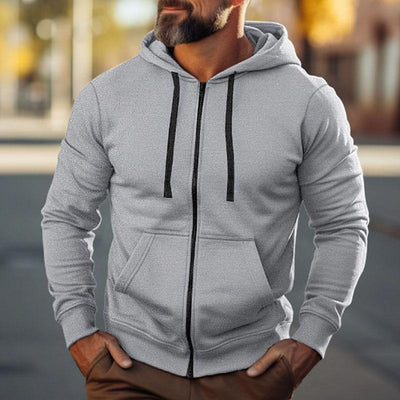 Men's Casual Solid Color Sport Long Sleeve Hoodie Jacket