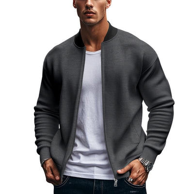 Men's Contrast Color Casual Zipper Baseball Jacket