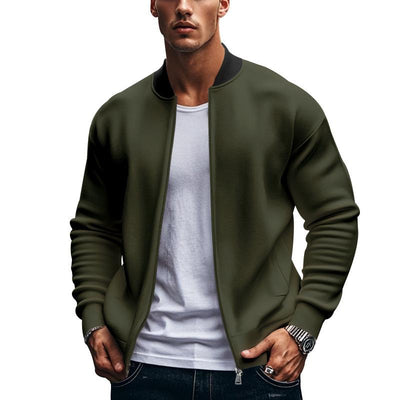 Men's Contrast Color Casual Zipper Baseball Jacket