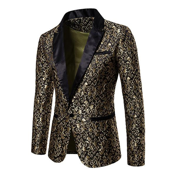 Vintage Jacquard Lapel One Button Blazer