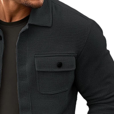 Men's Vintage Waffle Solid Lapel Jacket