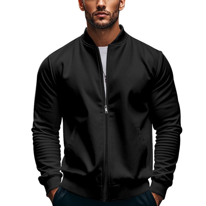 Men's Contrast Color Casual Zipper Baseball Jacket